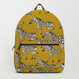 Zebra - zebra pattern, yellow, golden yellow, ochre, animals, nature, safari, zebra design, zebra curtains, zebra wall,  Backpack