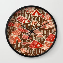 Seamless city pattern in Wall Clock