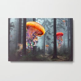 ElectricJellyfish Worlds in a Forest Metal Print
