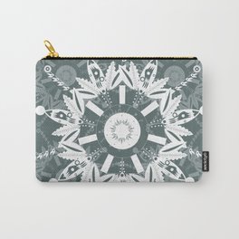 White and Charcoal Mandala, Transparent Textile Carry-All Pouch