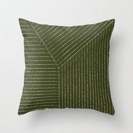Lines (Olive Green) Throw Pillow
