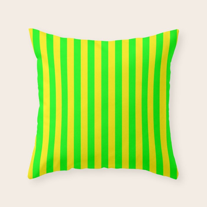 Abstract Yellow Green Stripes Aesthetic Decor - Cool Striped Throw Pillow