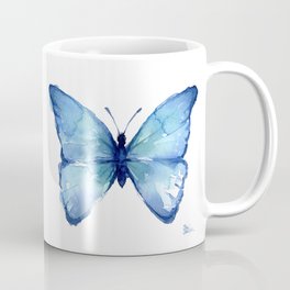 Two Blue Butterflies Watercolor Coffee Mug