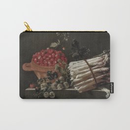 Adriaen Coorte - A Pot of Strawberries, Gooseberries, and a Bundle of Asparagus on a Stone Plinth Carry-All Pouch