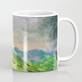 Moody Mountains in the Lake District, England. watercolor painting Coffee Mug