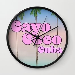 Cayo Coco Cuba vintage travel poster Wall Clock