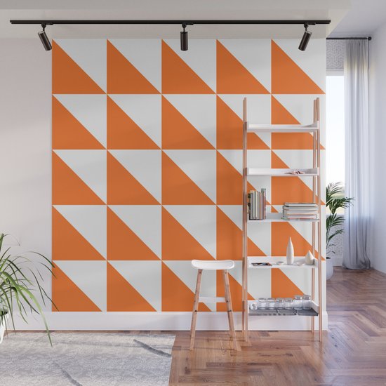 Geometric Pattern 01 Orange Wall Mural by theoldartstudio Society6