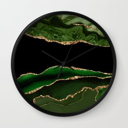 Beautiful Emerald And Gold Marble Design Wall Clock