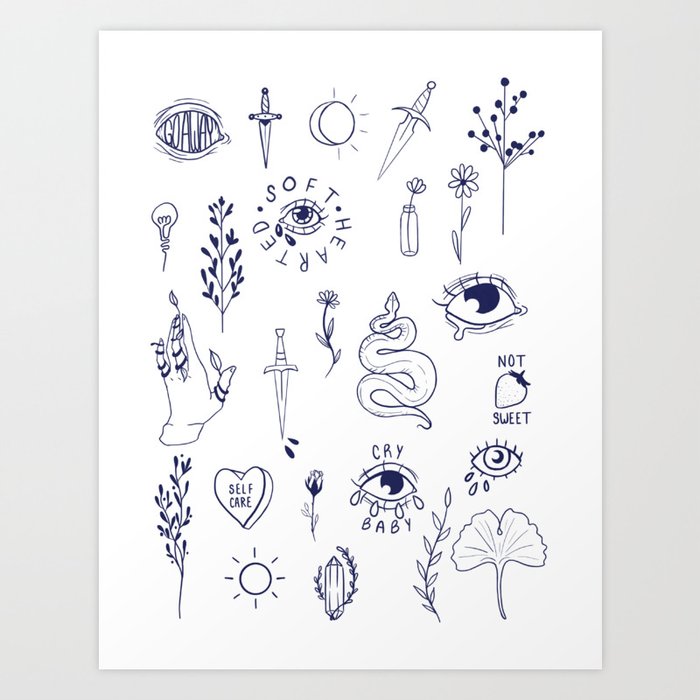 Softhearted Tattoo Flash Art Print By Inkblitch Society6