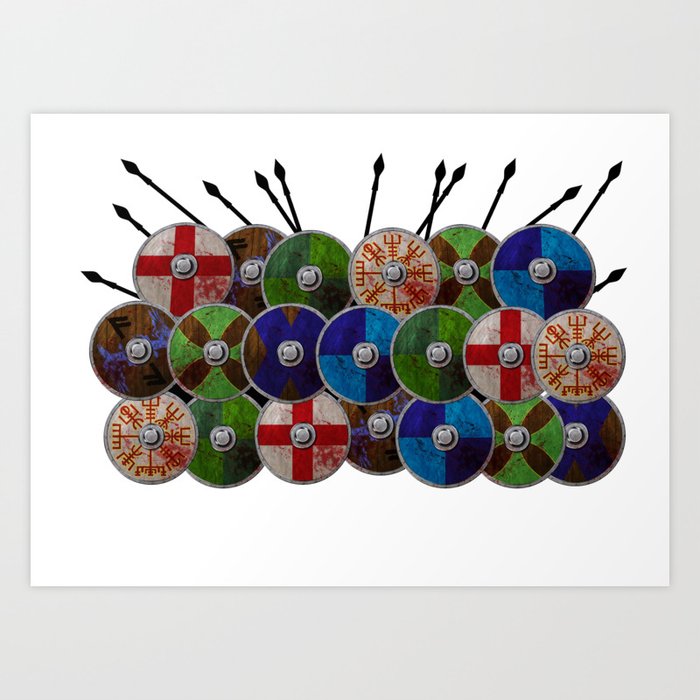 Viking Shield Wall - Nordic, norse, warrior Art Print by Mythic Comics