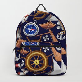 Nautical Marine and Navy Equipment Pattern Backpack