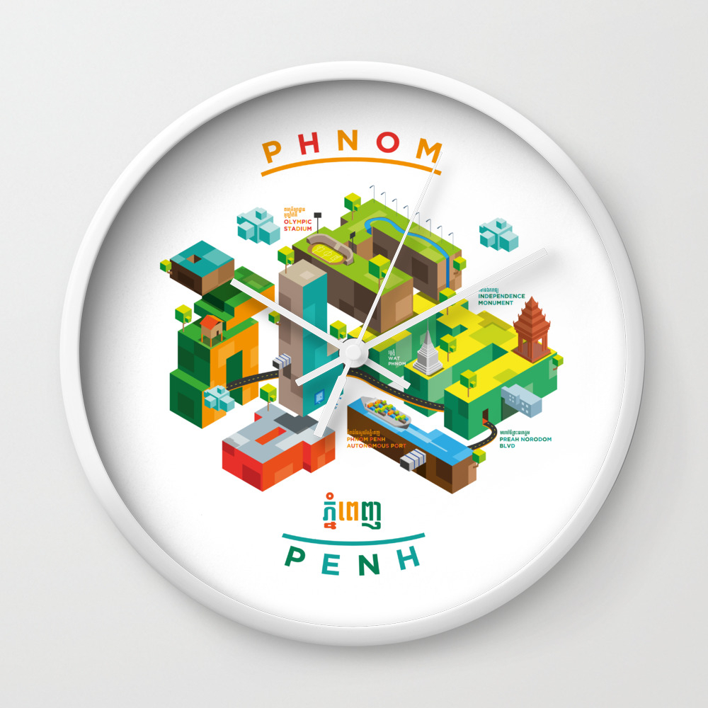 Phnom Penh Wall Clock By Monnyreak Society6
