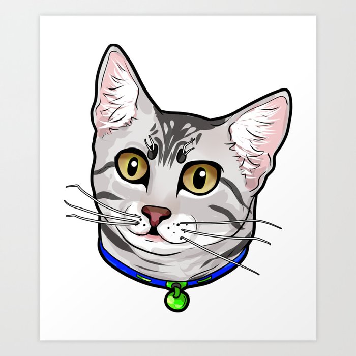Egyptian Mau Cat Cats Face Cartoon Cute Love Gift Art Print By Moonpie90 Society6
