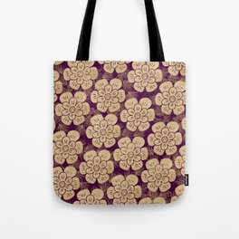 Stylish burgundy faux gold elegant floral Tote Bag