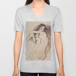 Two Women Embracing, Egon Schiele V Neck T Shirt