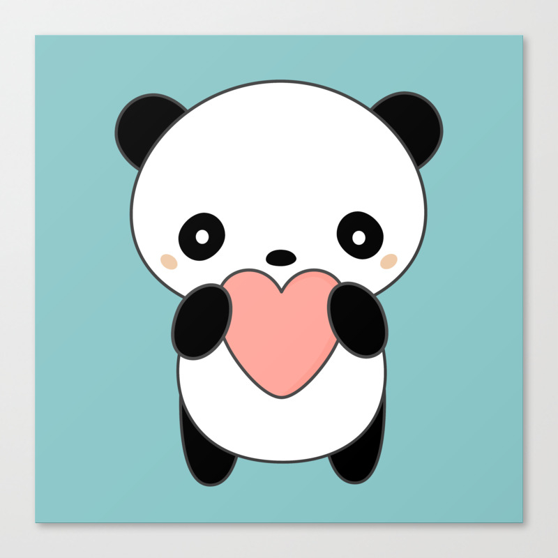 Kawaii Cute Panda Heart Canvas Print By Wordsberry Society6 Great for the beginner painter! kawaii cute panda heart canvas print by wordsberry