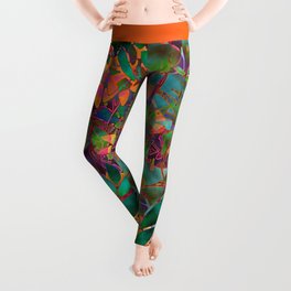 Floral Abstract Stained Glass G176 Leggings