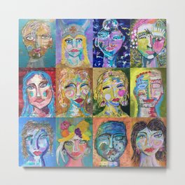 Twelve Intriguing Faces - Modern Art Abstra Metal Print | Twelve, Abstractart, Beautifulwomen, Faces, Painting, Originalart, Intersting, Portraits, Modernart, Beautifulmen 