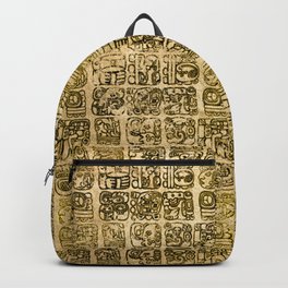 Mayan and aztec glyphs gold on vintage texture Backpack