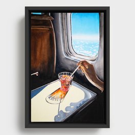 Glass in Airplane | Retro Mid Century | Mad Men Painting Framed Canvas
