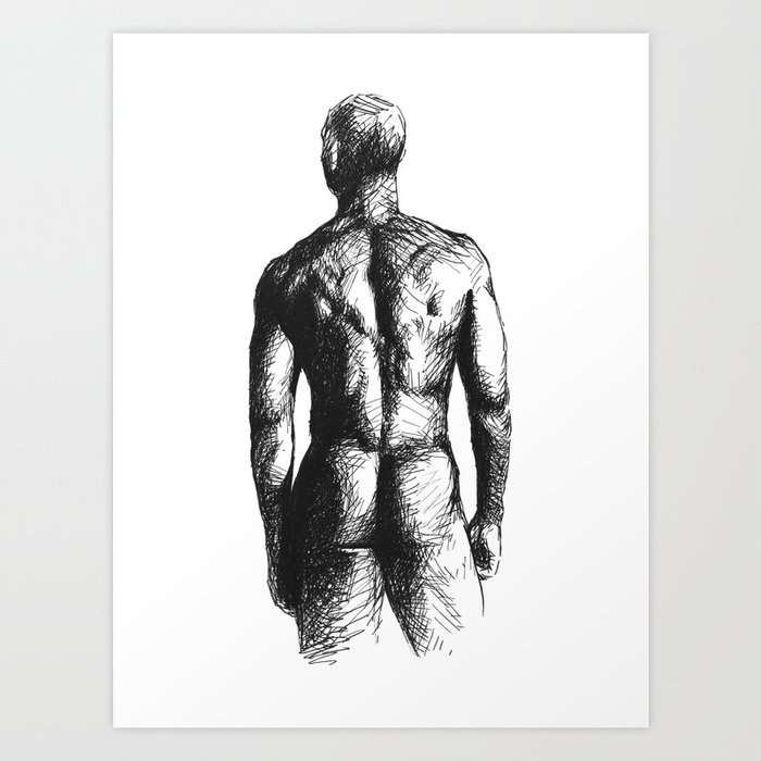 Male Nude Ink Drawing Art Print By Milenagawlik Society6