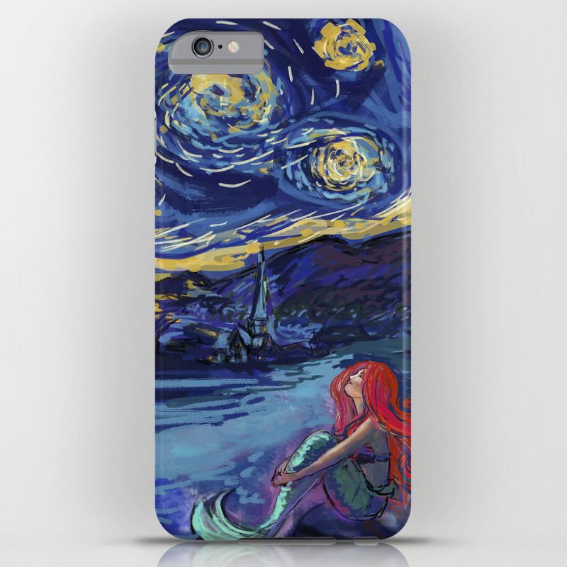 Starry Starry Night With Little Mermaid Iphone Case By Julieluke