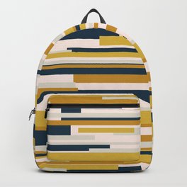Wright - Mid-Century Modern Abstract in Mustard Yellow, Navy Blue, Pale Blush, and Taupe Backpack