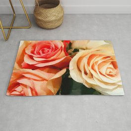 Summer Soft Roses in Red, Peach and Yellow Rug