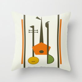 Mid-Century Modern Art Musical Strings Throw Pillow