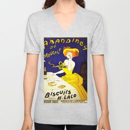 Vintage Amandines De Provence Biscuits Poster by Leonetto Cappiello Artwork for Prints Posters Tshir V Neck T Shirt