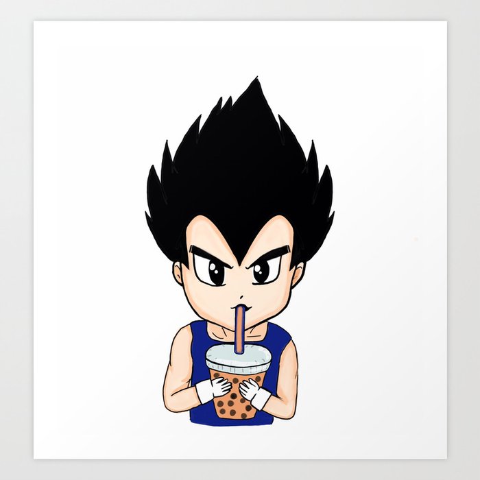 Chibi Drinking Boba Dragon Ball Art Print By Mewspeak Society6