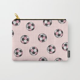 Girly Pink Gray Glitter Foil Soccer Ball  Pattern Carry-All Pouch