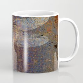 Dragonfly with Inverted Purple and Blue filter on distressed stone background  Coffee Mug