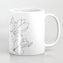 Minimal Line Art Magnolia Flowers Coffee Mug