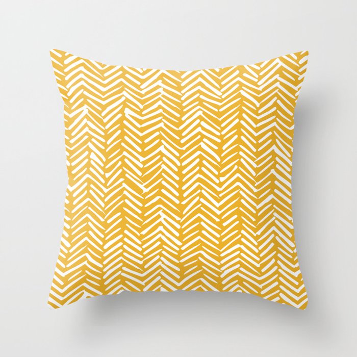 Boho Abstract Herringbone Pattern, Summer Yellow Throw Pillow by ...
