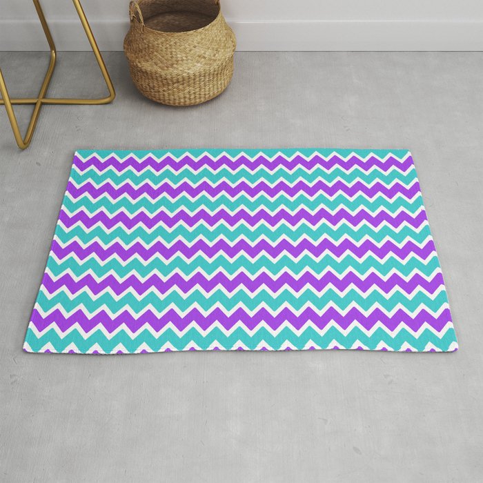 Teal and Purple Chevron Rug by decampstudios Society6