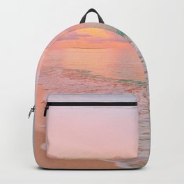 Beautiful: Aqua, Turquoise, Pink, Sunset Relaxing, Peaceful, Coastal Seashore Backpack