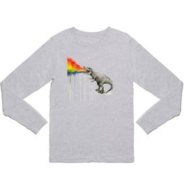 T-Rex Dinosaur Vomits Rainbow Long Sleeve T Shirt | Colorful, Dinosaur, Rainbow, Painting T Rex, Rainbowpuke, Drawing, Vomit, Painting, Pop Art, Dino 