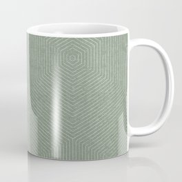 boho hexagon stripes - sage Coffee Mug | Lines, Geometric, Modernboho, Textured, Woven, Geometricdecor, Metallicgreen, Distressed, Green, Seafoamgreen 