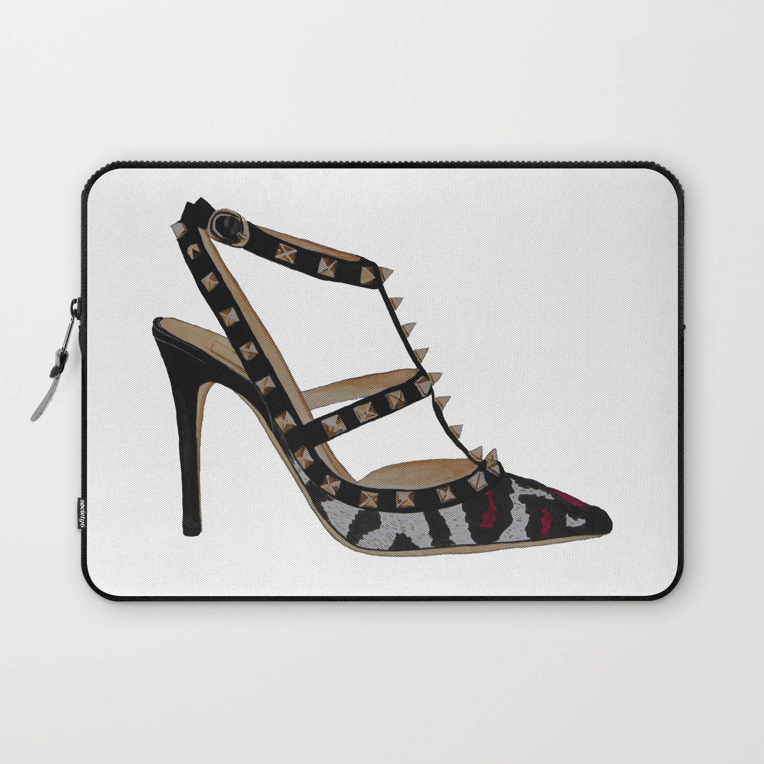 Leopard Valentino Rockstud Pumps Fashion Illustration Pink Laptop Sleeve By Cinnamoncafexx Society6