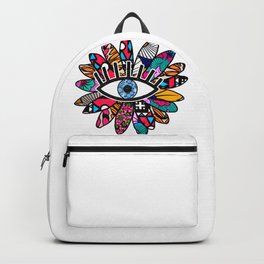 Greek Evil Eye Groovy Flower Backpack