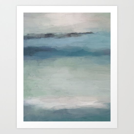 Abstract Painting Light Blue Teal Sage Green Prints Modern Wall Art Affordable Stylish Print By Rachel Elise Society6 - Wall Art Teal Blue Green