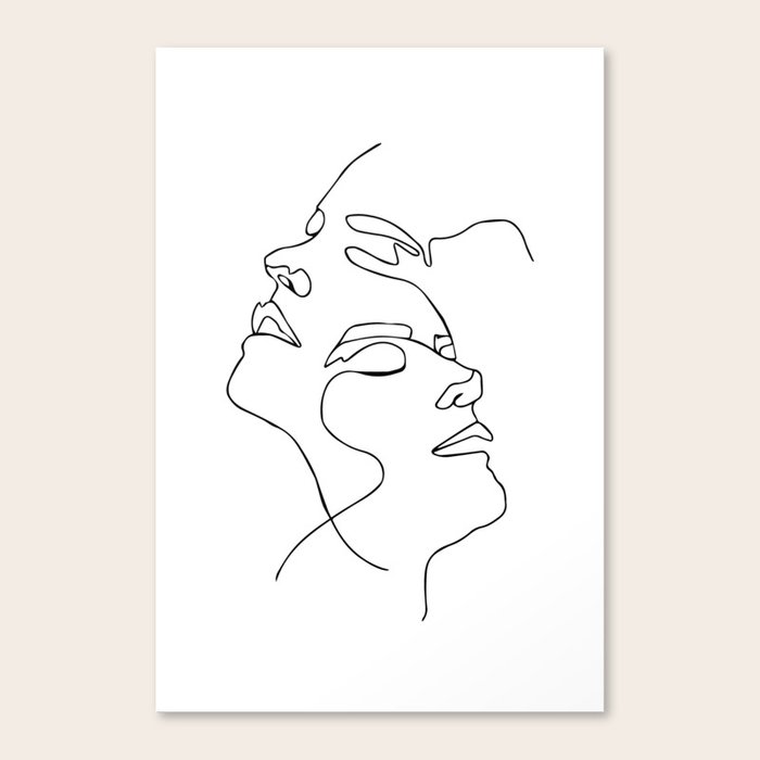 Double Face One Line Poster Abstract Art Abstract Poster Modern