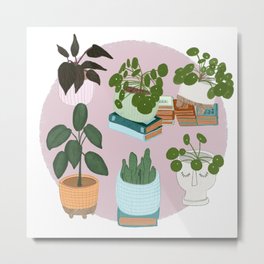 All the green plants | Houseplants art print Metal Print