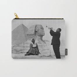 Louis Armstrong at the Spinx and Egyptian Pyrimids Vintage black and white photography / photographs Carry-All Pouch