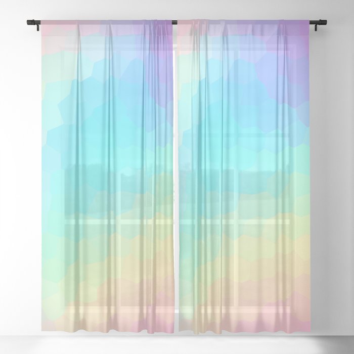 Pastel Rainbow Gradient With Stained Glass Effect Sheer Curtain By Kelseylovelle Society6