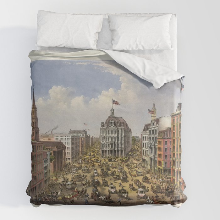 1875 Duvet Cover By The Arts Society6, Broadway Duvet Cover