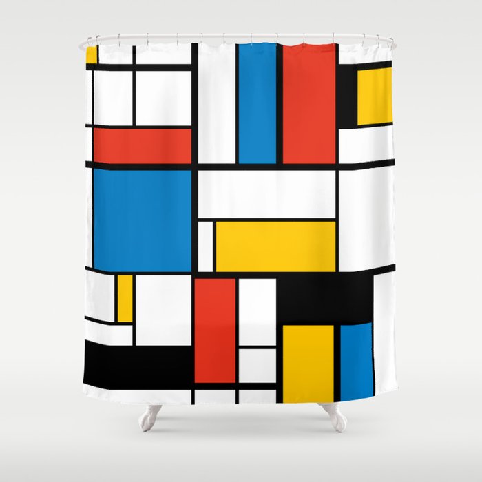 Mondrian De Stijl Modern Art Shower, Art Shower Curtain
