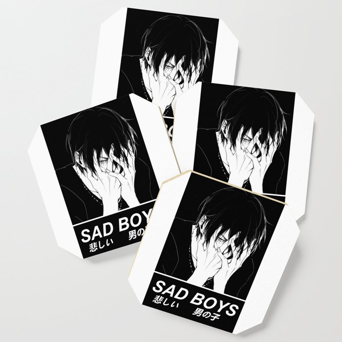 Sad Boys Sad Japanese Anime Aesthetic Coaster By Poser Boy Society6