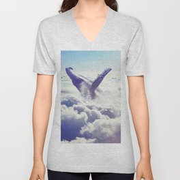Cloudy whale Unisex V-Neck